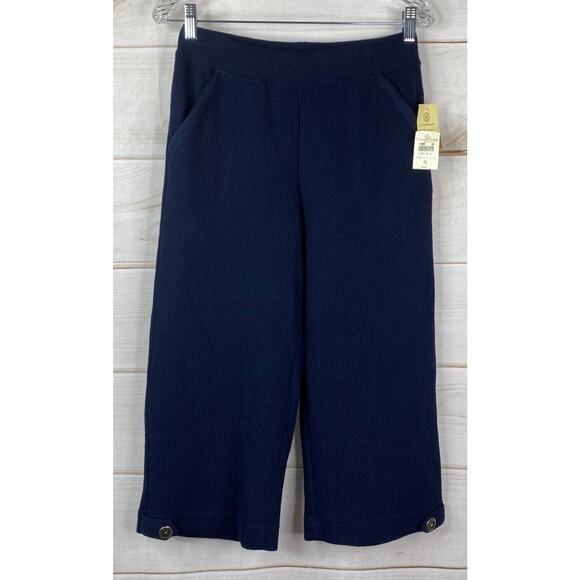 Coldwater Creek Pants Womens S Petite PS Blue Textured Heavy Pull On Crop NWT - Picture 1 of 11
